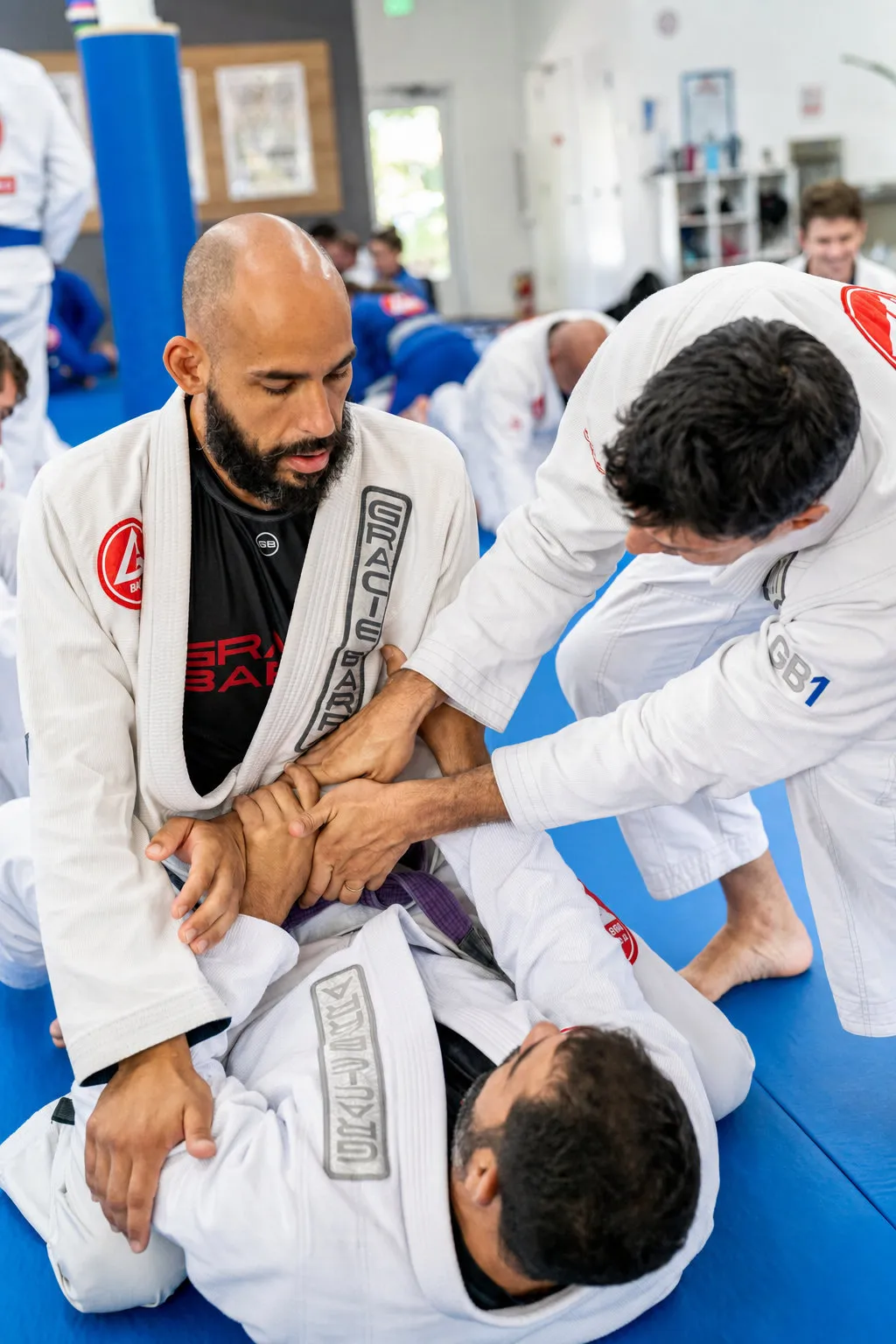 A Brazilian Jiu-Jitsu class training at Gracie Barra Brandon.